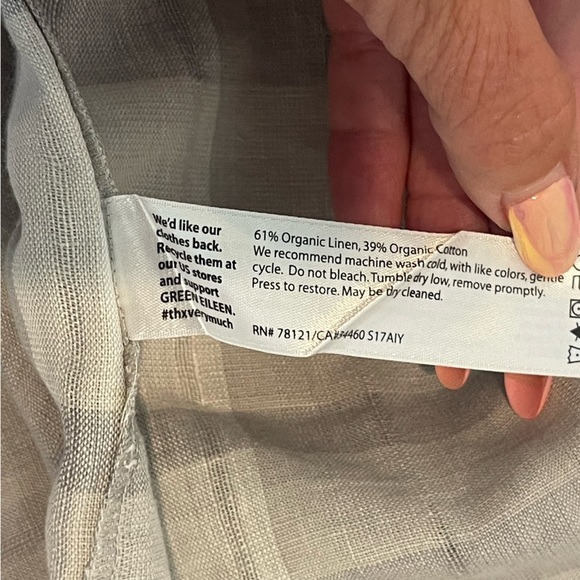 Eileen Fisher Shift Dress Size Large Gray Plaid Chambray Airy Organic Linen - Picture 13 of 13